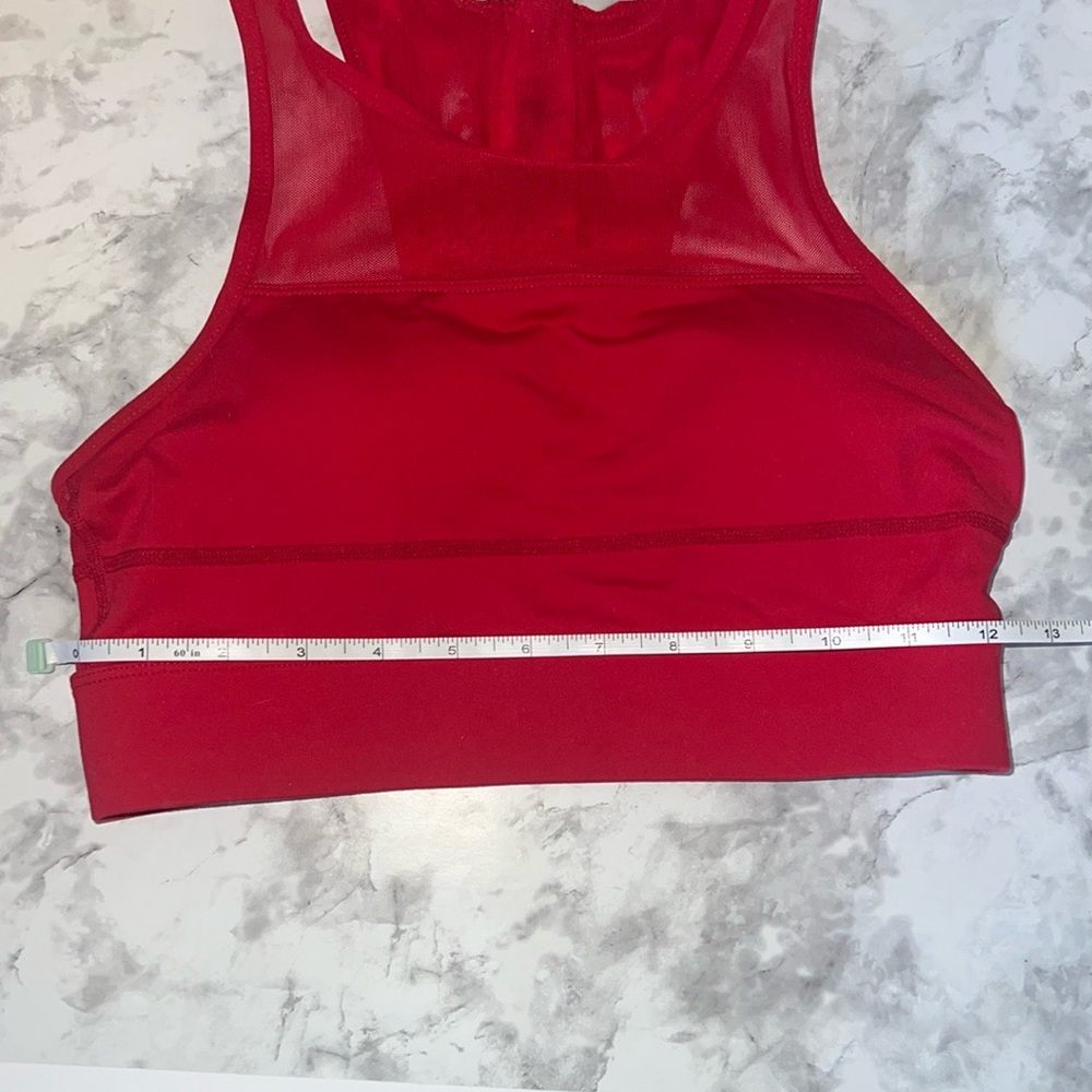 ZYIA Vibrant Red Sports‎ Bra with Zippered Racerback Design Size Small